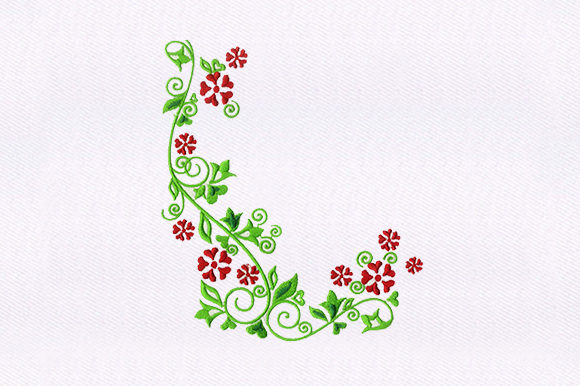 A Sweet and Romantic Red Flower Vines Embroidery Design