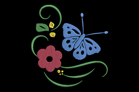Embroidered Joy: Reviewing the Red Flower and Blue Butterfly Design