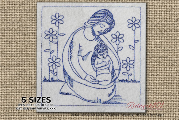 Embroidery Review: Mary with Baby Jesus Surrounded by Flowers