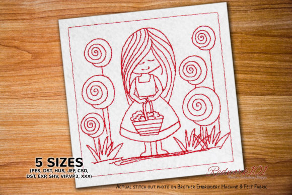 Why This Girl Holding a Basket Lineart Embroidery Design Stands Out